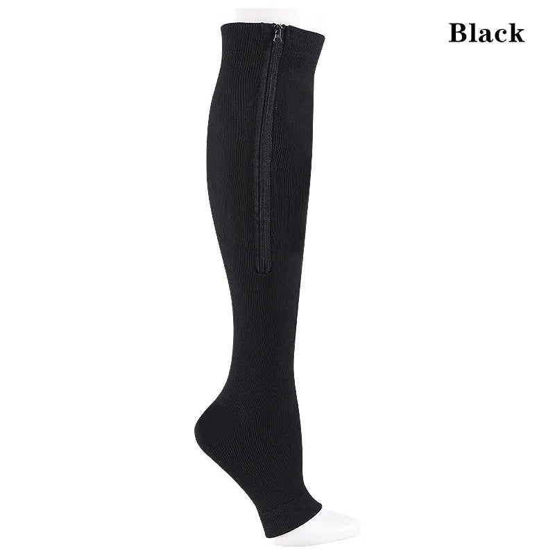 Zipper Compression Socks Men Women Knee Maternity High Socks Anti-Fatigue Stretchy Sox Outdoor Running Hiking Sports Socks YSZ01