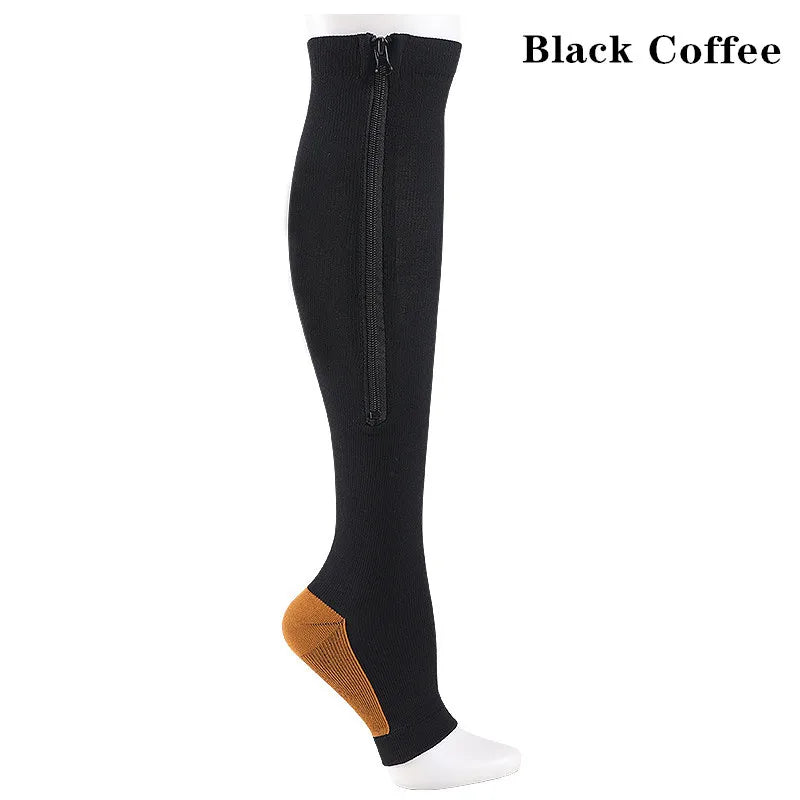 Zipper Compression Socks Men Women Knee Maternity High Socks Anti-Fatigue Stretchy Sox Outdoor Running Hiking Sports Socks YSZ01