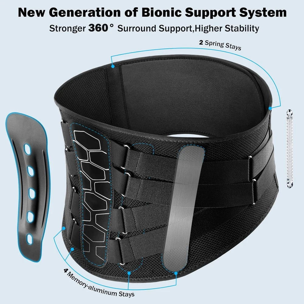 Ultimate Back Brace for Instant Relief from Lower Back Pain, Sciatica, Herniated Disc & Scoliosis - Lightweight and Comfortable Lumbar Support Belt with Soft Pad