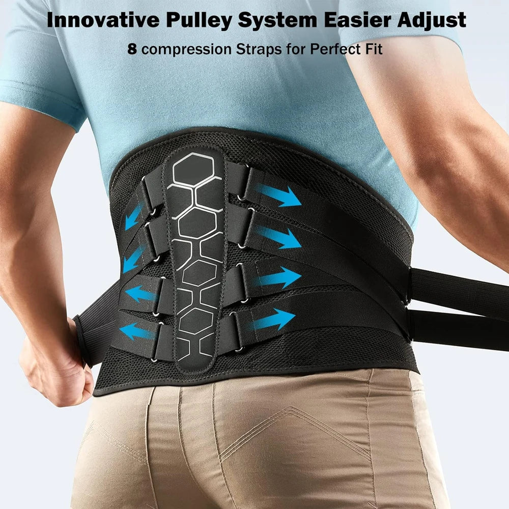 Ultimate Back Brace for Instant Relief from Lower Back Pain, Sciatica, Herniated Disc & Scoliosis - Lightweight and Comfortable Lumbar Support Belt with Soft Pad